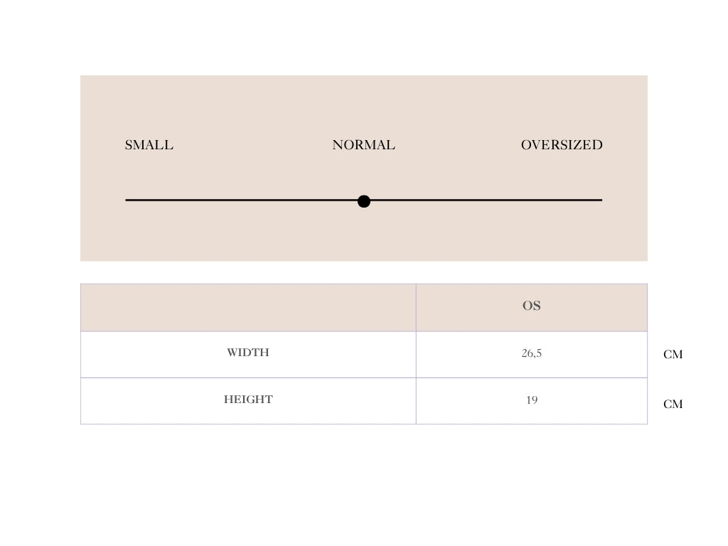 Size chart for Cashmere Hue - Lysebrun
