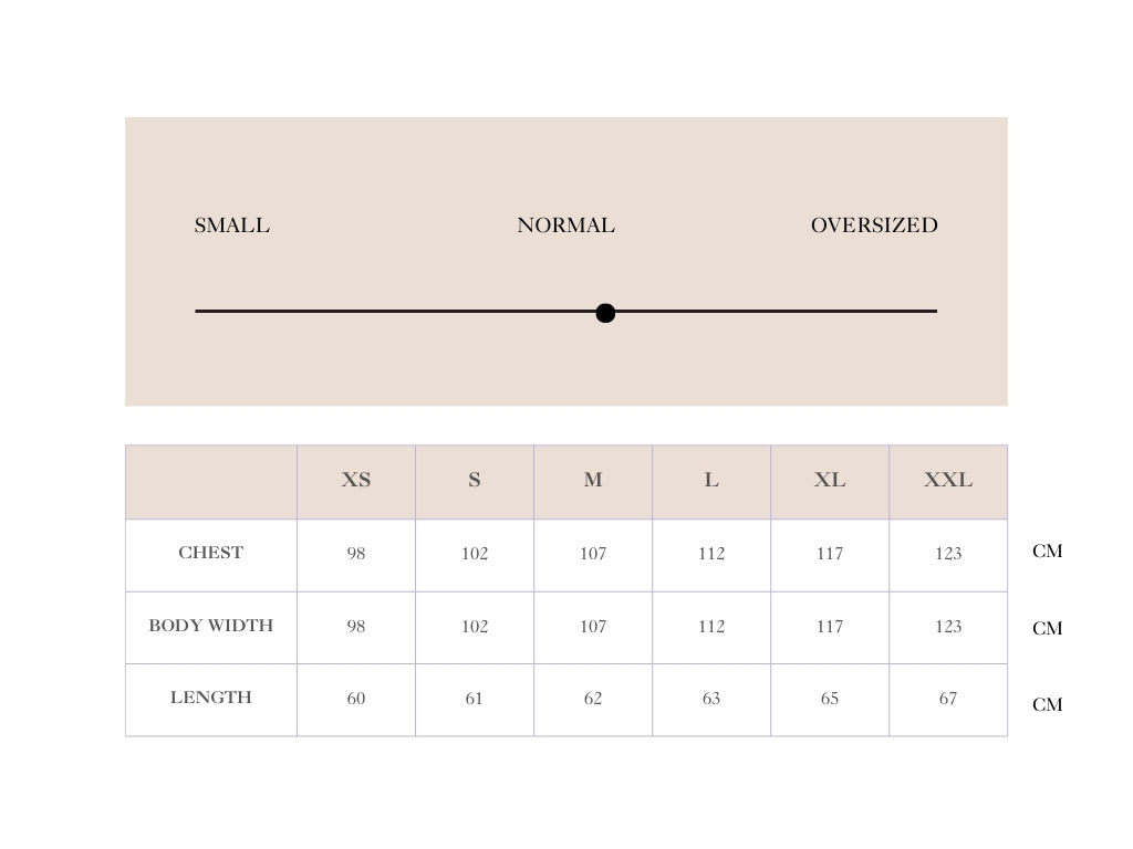 Size chart for Cotton Cashmere Jumper - Cream/Light Blue
