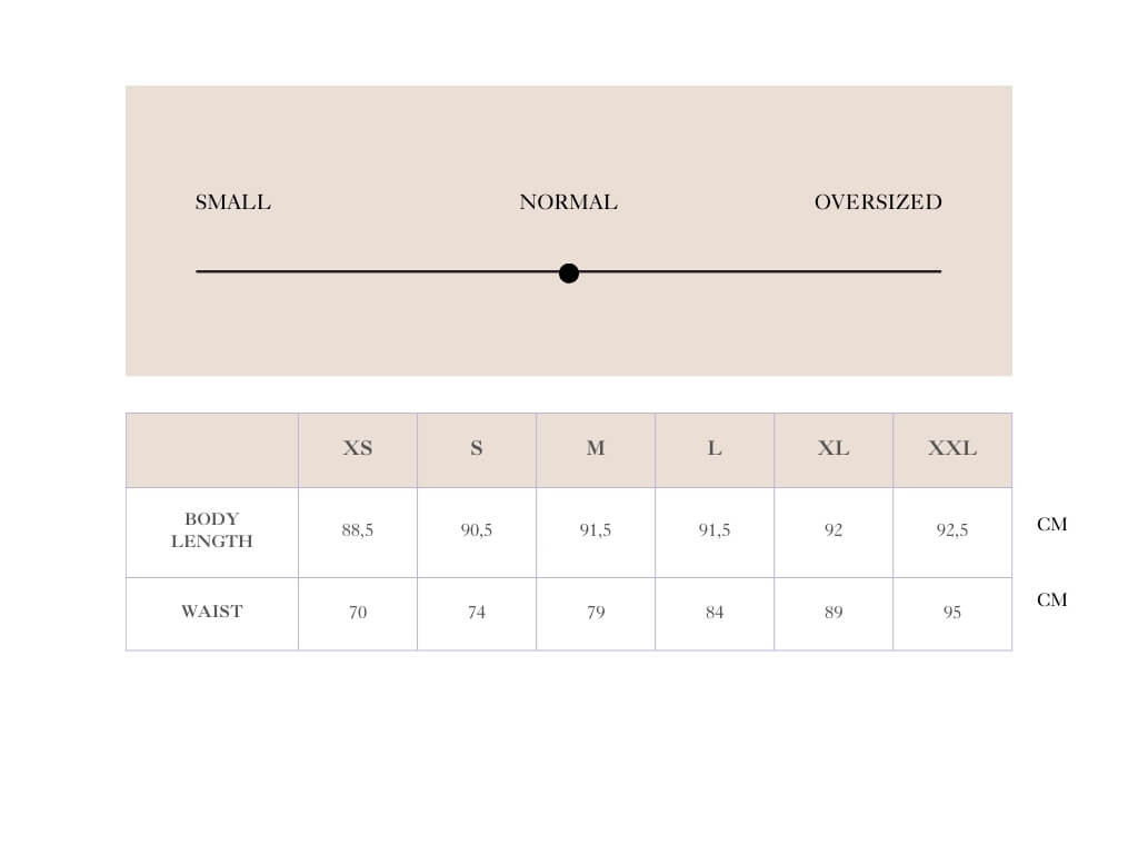 Size chart for Pointelle Rib Skirt - Beige