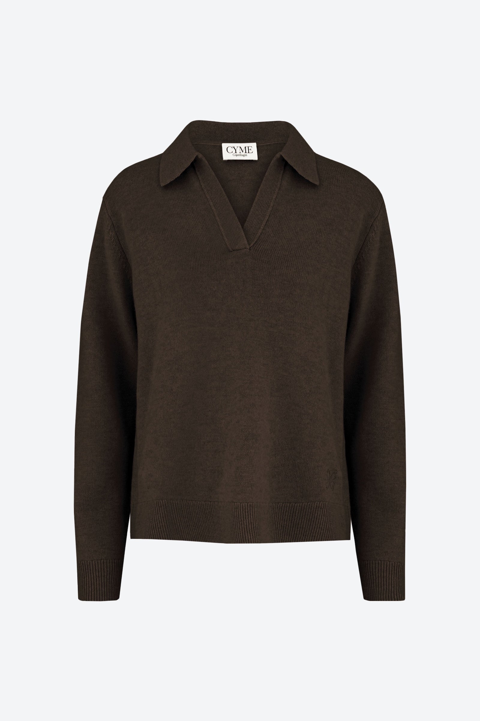 Brown sweater with a collar on a white background