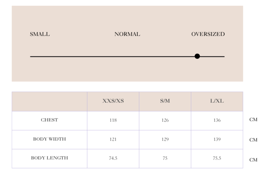 Size chart for Cyme Supima Shirt - Light Blue