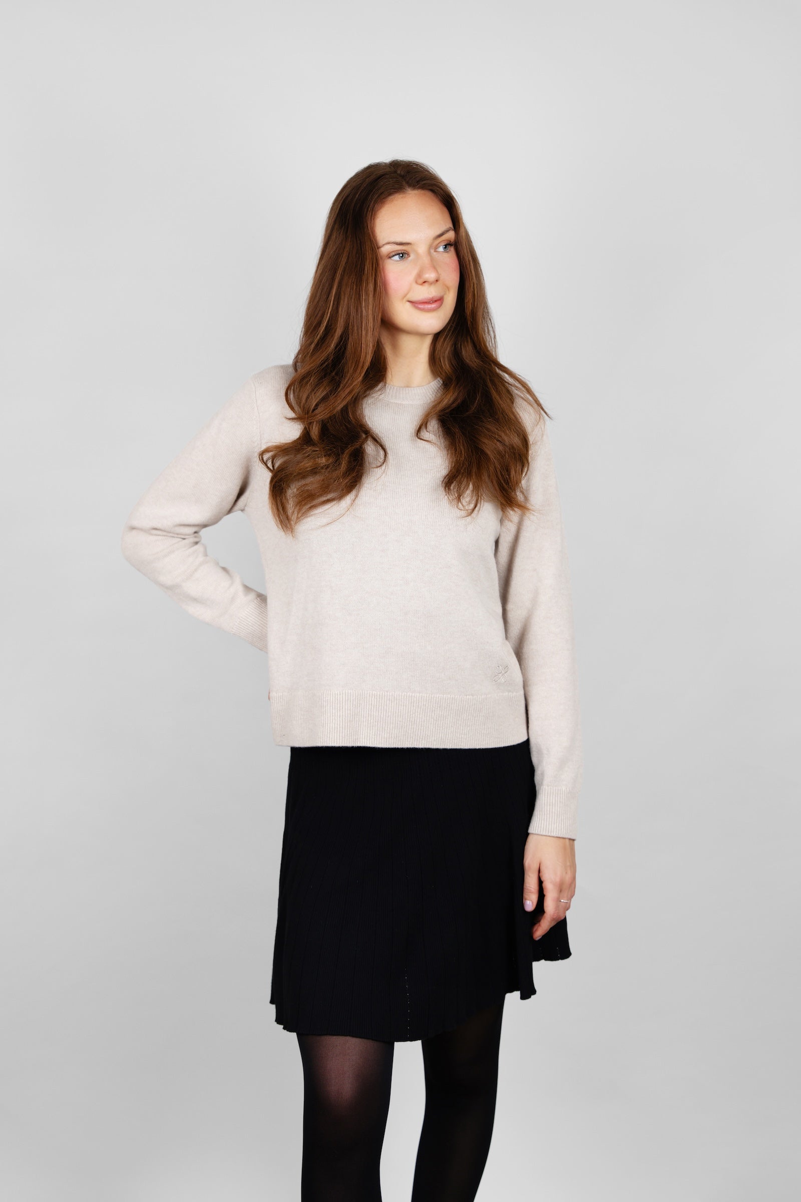 Cashmere-Merino Crewneck Jumper - Beige