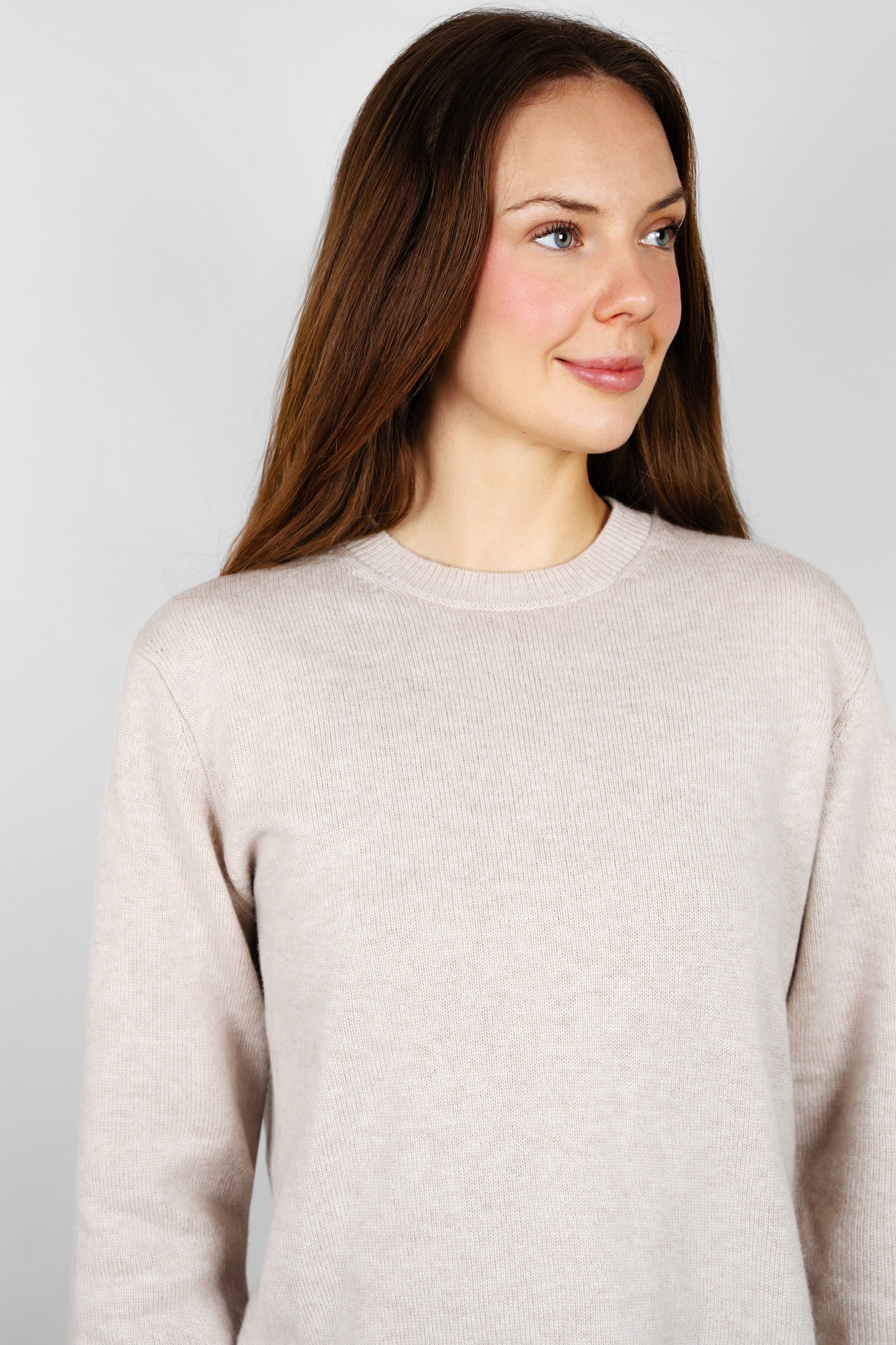 Cashmere-Merino Crewneck Jumper - Beige