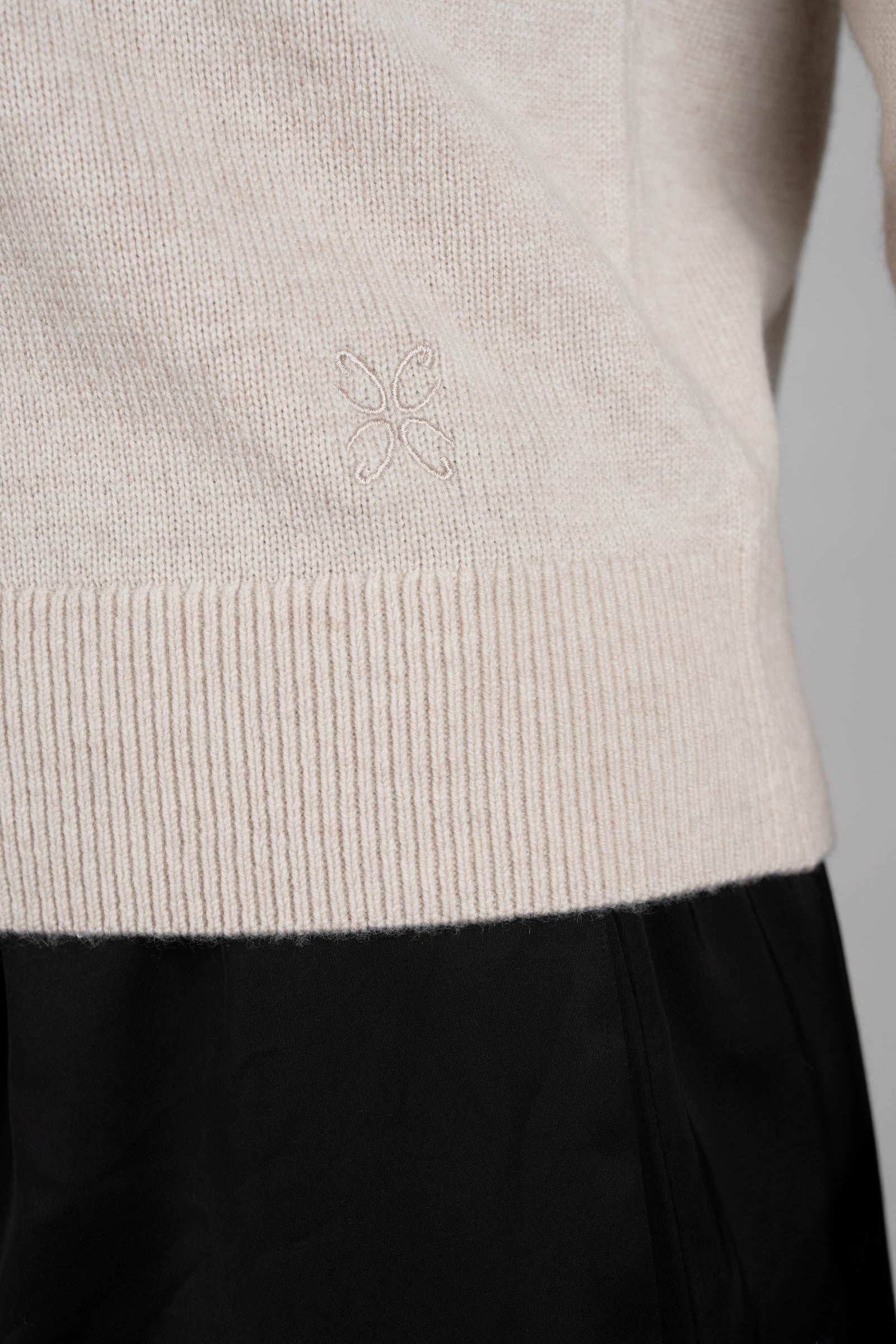 Cashmere-Merino Polo Jumper - Beige