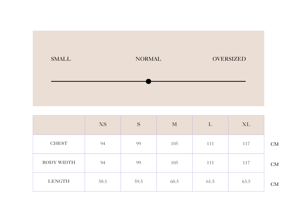 Size chart for Cashmere-Merino Crewneck Jumper - Dark Brown
