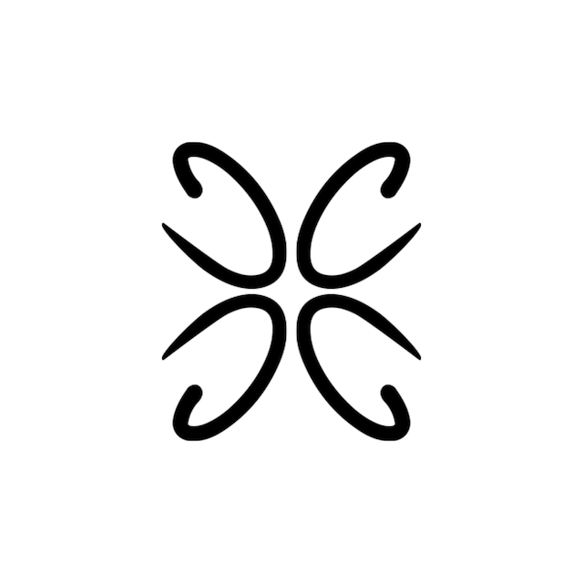 Cyme Copenhagen's elegant logo depicting an abstract, symmetrical design, showcasing the brand's focus on timeless Danish design in women's fashion.