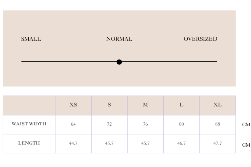Size chart for Kort Pointelle Nederdel - Sort
