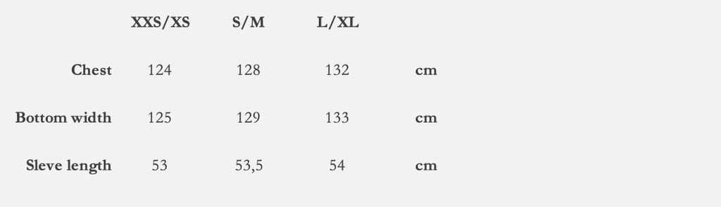 Size chart for Cyme Supima Skjorte