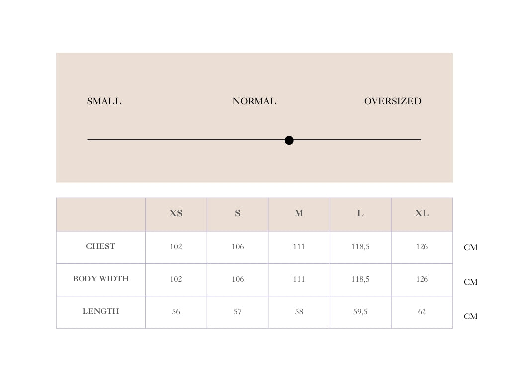 Size chart for Willow Strik Tee - Hvid