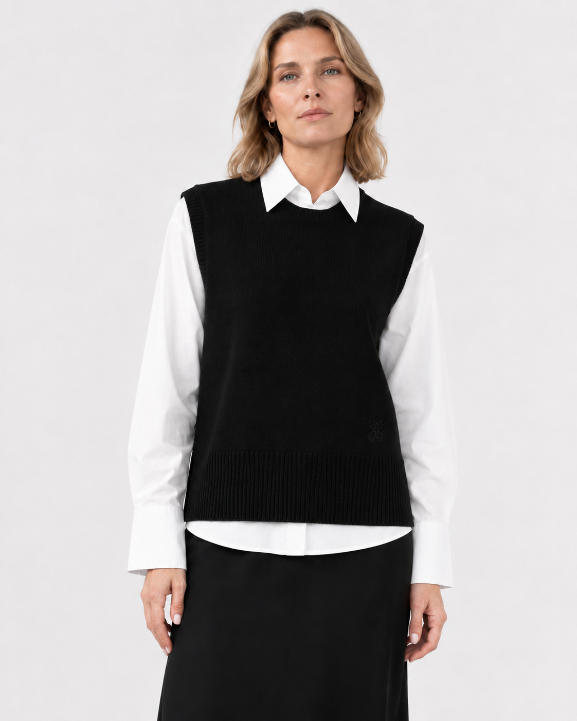 Merino Crewneck Vest - Black