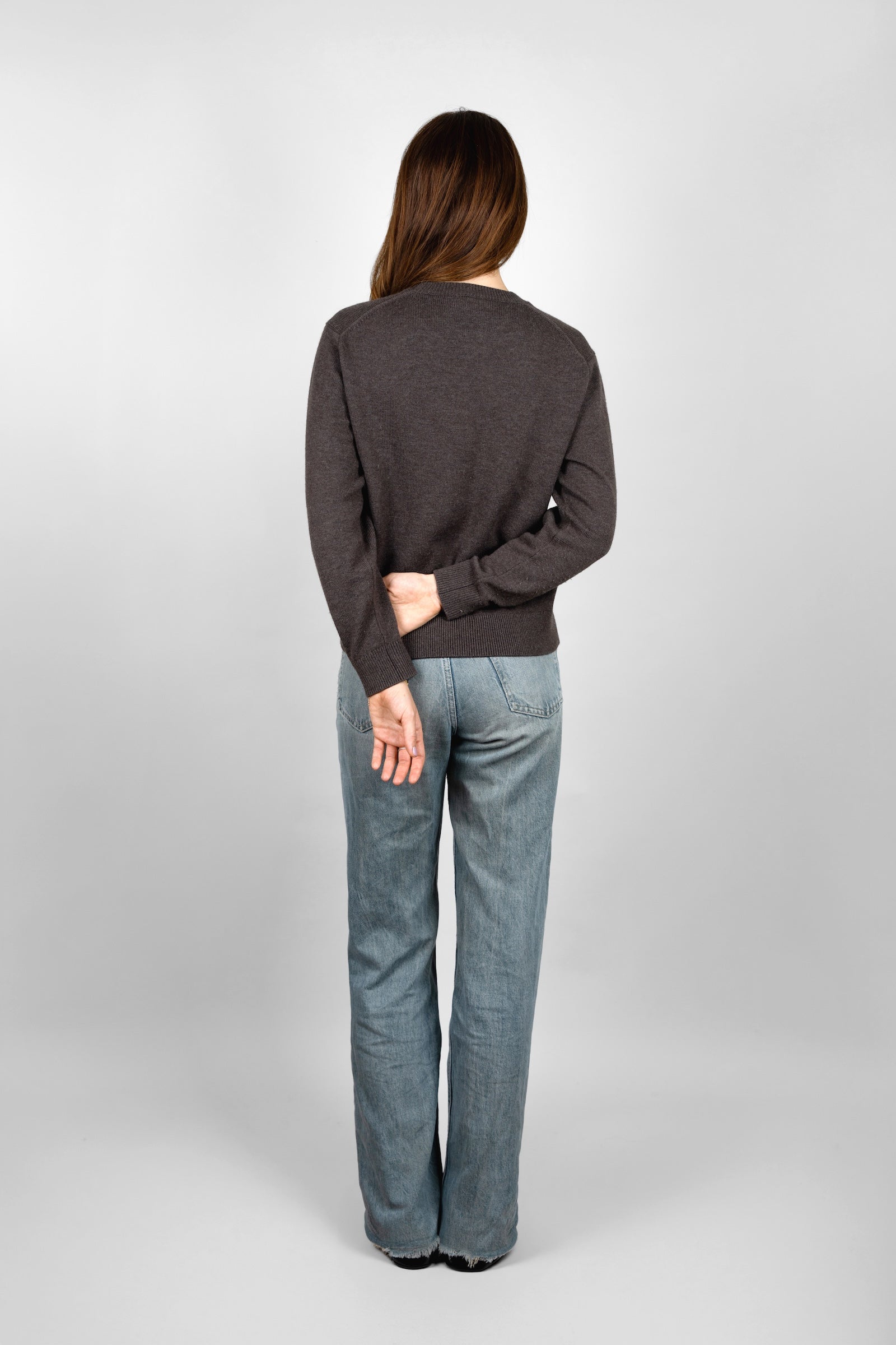 Cashmere-Merino Crewneck Sweater - Mørkebrun