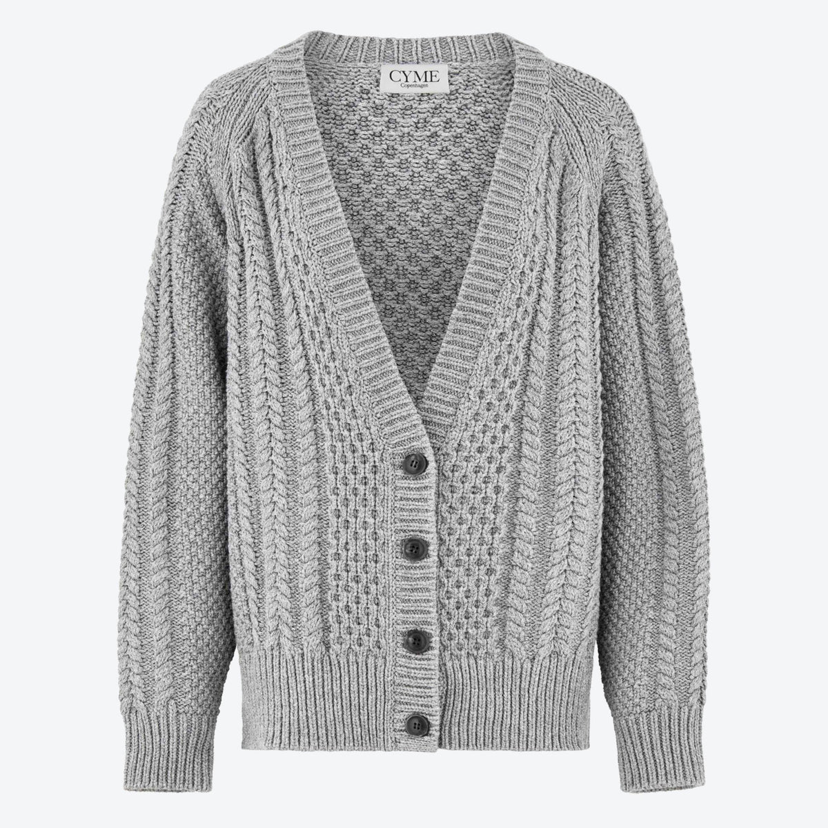 Hazel Cable Knit Cardigan Grey CYME Copenhagen