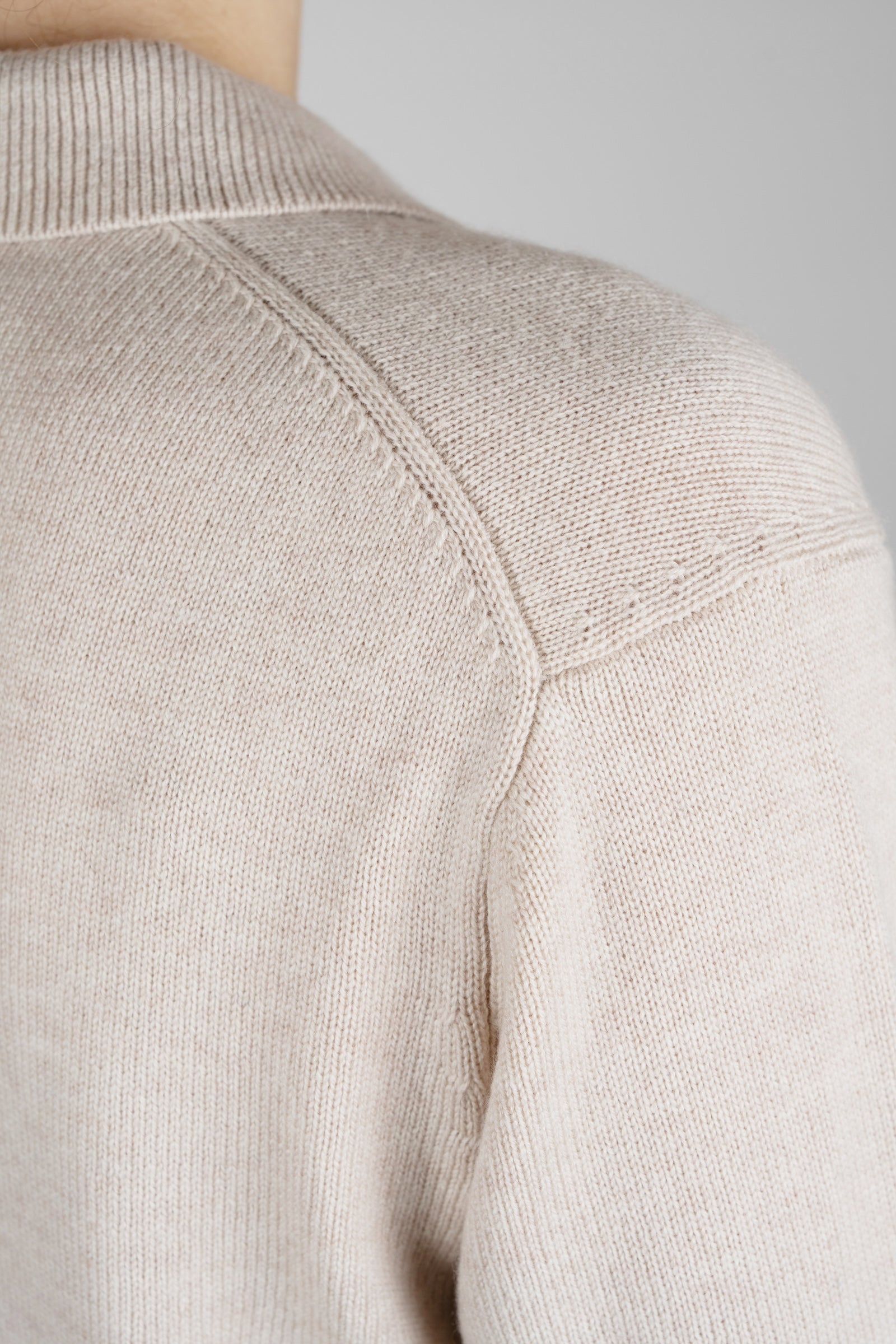 Cashmere-Merino Polo Jumper - Beige