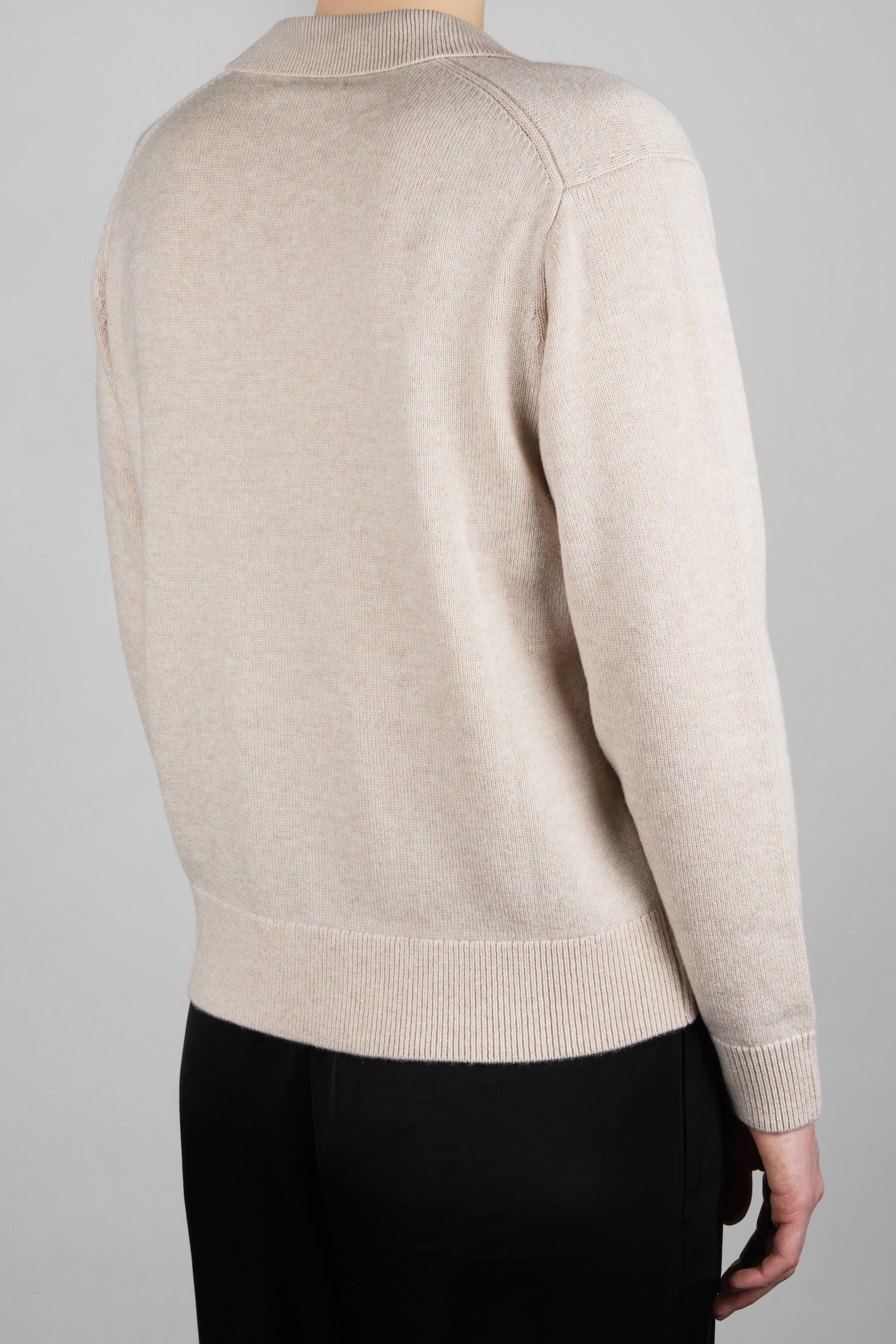 Cashmere-Merino Polo Jumper - Beige